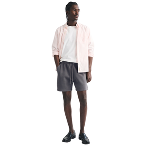 Custom <b>Men's</b> Grey Fleece <b>Shorts</b> <b>Elastic</b> <b>Waist</b> Drawstring Side Pockets Back Patch Pocket Daily Lounge Wear Wholesale Plain <b>Shorts</b> - Product Image 4