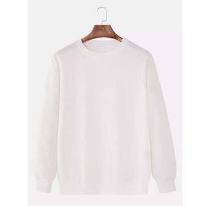 เสื้อสเวตเชิ้ตแขนยาวคอกลมสีขาวล้วนสำหรับผู้ชาย ผ้าฟลีซ รับทำโลโก้ตามสั่ง รับผลิตแบบ OEM ODM ขายส่งเสื้อผ้า - Product Image 1