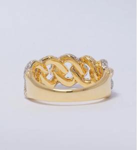 Cuban Link Brilliant Cut Diamond Bezel Set Iced Sterling <b>Silver</b> Gold <b>Silver</b> Two Tone Hip Hop <b>Statement</b> <b>Ring</b> Unisex Luxury - Product Image 5