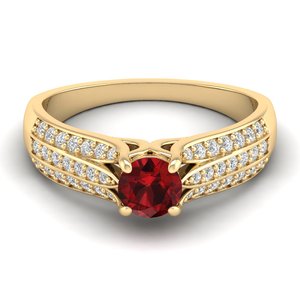 Bague Solitaire REYES en Or 14K de Qualité Supérieure avec Pierre Précieuse Grenat et Moissanite, Design Classique, Cadeau Idéal pour Mariage et Anniversaire, Bijoux - Product Image 6