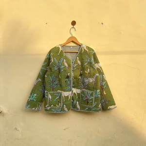 Indian Handmade 100% Cotton Eco-Friendly Quilted Anti-Wrinkle Breathable Quick Dry Digital Printed Front Pocket Covered <b>Jacket</b> - Product Image 1