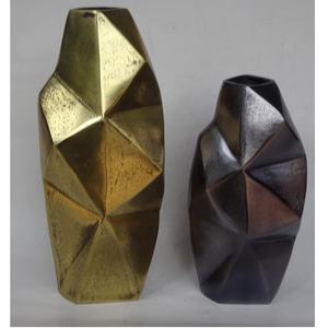 Geometric Nordic Style Decorative Vase Rough Table Flower Brass and Black Vase Antique Brass and Black Finish <b>Home</b> Decor - Product Image 2