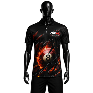 Camiseta Deportiva de Manga Corta para Hombre ORVO SPORTS, Diseño de Bola 8 con Estampado por Sublimación, Transpirable, de Secado Rápido, 100% Poliéster, Ropa Casual - Product Image 3