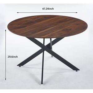 Mesa de Comedor Redonda de 47.2 Pulgadas para Oficina o Cafetería, Diseño de Patas Cruzadas - Product Image 2