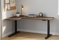 Escritorio Comercial Ajustable Moderno con Superficie de Madera y Patas de Metal Negro, Diseño Lumetal para Juegos, Muebles de Oficina, Oficina en Casa