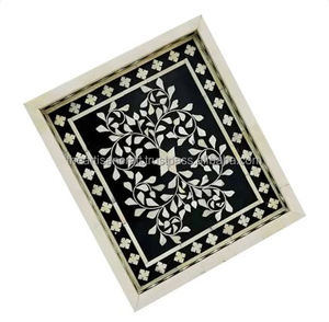 Bandeja de Servir Cuadrada de Madera MDF con Incrustaciones de Hueso y Diseño Floral, Hecha a Mano, Duradera, Moderna, de Tamaño Personalizado para Cocina y Hogar - Product Image 6