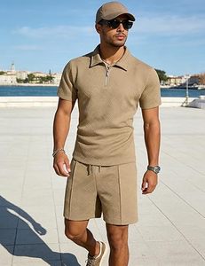 Men Summer <b>Knitted</b> Embroidered 100% Cotton Quick Dry Short Sleeve Custom Logo Joggers Suits <b>Set</b> Shirt and Short <b>Set</b> - Product Image 4