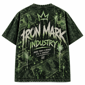 เสื้อยืดคอกลมแขนสั้นทรงโอเวอร์ไซส์ลายพิมพ์ดิจิทัลสีเขียวสไตล์วินเทจสำหรับผู้ชาย รุ่น Road Racing ลายกรดหยด - Product Image 2