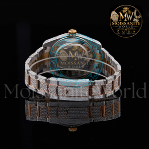 <b>Men</b> Hip Hop Iced Round Case <b>Watch</b> VVS Moissanite Rose Gold Band <b>Smart</b> Dial Custom Band Luxury Fashion Wrist <b>Watch</b> <b>For</b> Party - Product Image 2