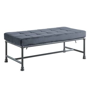 Tabouret et banc ottoman Brantley en velours gris et finition gris sable - Product Image 6