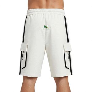 Custom <b>White</b> Black Stripe Cargo <b>Shorts</b> <b>Men's</b> Streetwear Cotton Twill Utility <b>Shorts</b> with Pockets OEM Factory Wholesale - Product Image 3