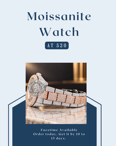 Montre de luxe haut de gamme en quartz avec diamants Moissanite VVS, verre saphir ETA, analogique, entièrement sertie de pierres, en acier inoxydable, unisexe - Product Image 1