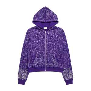 เสื้อฮู้ดดี้โอเวอร์ไซส์แบบยูนิเซ็กซ์ ประดับเพชร แต่งลายวิบวับ สไตล์สตรีทแวร์ สำหรับฤดูใบไม้ร่วงและฤดูหนาว พร้อมโลโก้เงาๆ - Product Image 6