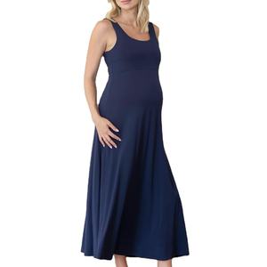 ชุดเดรสคลุมท้องสีพื้นแบบลำลอง ระบายอากาศได้ดี ผลิตตามสั่ง เนื้อผ้านุ่ม สำหรับหญิงตั้งครรภ์ ความยาวปานกลาง คอเสื้อตัดกัน ผลิตในประเทศปากีสถาน - Product Image 1