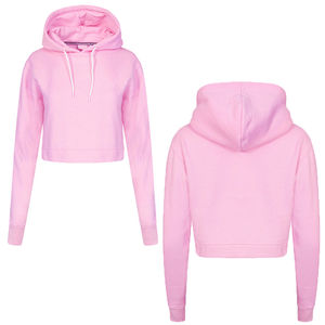 Custom Printed Women's Winter Hooded <b>Turtleneck</b> <b>Crop</b> <b>Top</b> Hoodies 100% Cotton Quick Dry Breathable Eco-Friendly OEM Service Front - Product Image 1