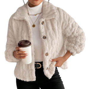 Veste en fourrure d'hiver personnalisée en peluche douce, confort premium, texture lisse, légère, écologique, sensation de chaleur, facile à porter - Product Image 1