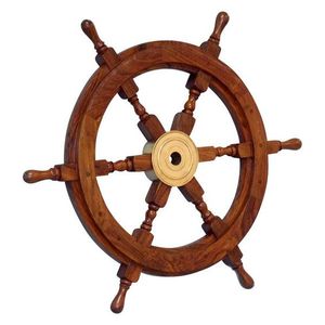 Wooden <b>Ship</b> <b>Wheel</b> Coastal Ocean Relic Crafted to Enrich Marine Inspired Spaces with Vintage Nautical Decorative Appeal - Product Image 2