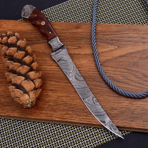 A&M Enterprises Handmade Damascus Steel Fillet <b>Knife</b> with Rosewood Handle Steel Cap and Decorative Compass Pin survival <b>Knives</b> - Product Image 3