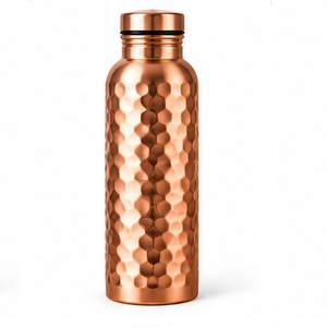 Modern <b>Copper</b> <b>Water</b> <b>Bottle</b> with Wavy Pattern Portable Metal Drinkware - Product Image 3