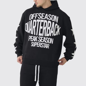 ชุดวอร์มพิมพ์ลาย DTG สีสันโดดเด่น ดีไซน์ใหม่ล่าสุด สำหรับผู้ชาย เนื้อผ้าหนา ผลิตจากโรงงาน พิมพ์ลายนูน ล้างสีแบบ Acid Wash - Product Image 2