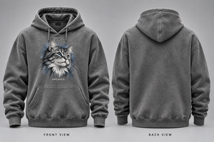 Sudadera con Capucha Personalizada con Gráfico de Gato Gris, Ropa Deportiva Casual para Hombre, Fabricante Mayorista OEM ODM - Product Image 5