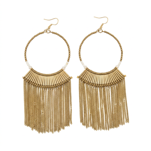 Boucles d'oreilles pendantes faites à la main en gros, personnalisées OEM ODM, avec chaîne à pampilles noires DECORYUG - Product Image 2