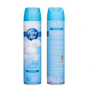 Désodorisant en aérosol personnalisé avec logo PURE AIR - Poudre pour bébé 280ml, écologique, parfumé, parfum longue durée - Product Image 1