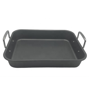 Rôtissoire rectangulaire de calibre lourd de 16x12 pouces avec poignée et accessoire de cuisson en acier au carbone en forme de U - Product Image 4