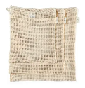 Sacs de transport en maille de coton de l'Ouest uni imprimés sur mesure Offre Spéciale Usine d'achats de légumes biologiques réutilisables Logo personnalisé - Product Image 1