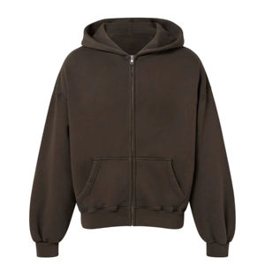 Sudadera con capucha oversize de algodón 100% con cremallera, estilo streetwear, de alta calidad, bordada, de mezcla de algodón. - Product Image 1