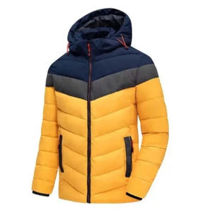 High Street Style Quilted Puffer Hooded Coated Front Logo Casual Warm Breathable Thick <b>Waterproof</b> Zipper Closure Men's <b>Jacket</b> - Product Image 1