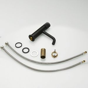 Robinet de lavabo en céramique noir moderne et contemporain pour salle de bain, mitigeur eau chaude et froide, robinets doseurs - Product Image 3