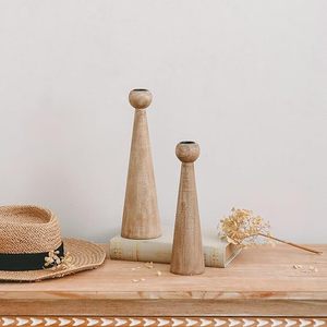 Modern Handcrafted Durable Round Wooden Hurricane <b>Candle</b> Holder <b>Set</b> Natural Wood Candlestick Home Wedding Table Decor - Product Image 3