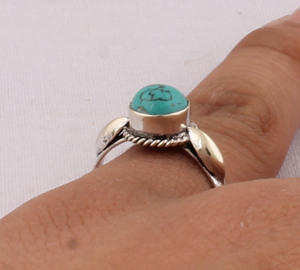 Natural Turquoise Bezel Setting Band <b>Ring</b> <b>925</b> Sterling <b>Silver</b> Women's Genuine Purple Gemstone Wedding February - Product Image 2