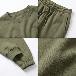 2 Piece Crop Sweatshirt Jogger Dance Set Fleece Crew Neck Flexible Active <b>Matching</b> Custom OEM Wholesale Manufacturer - Product Image 4