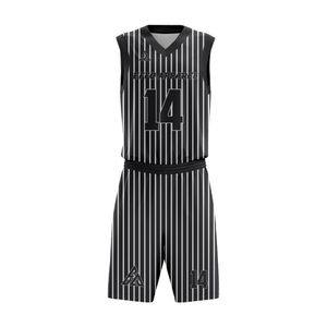 Maillots de basketball personnalisés imprimés en gros pour hommes, uniformes de basketball par sublimation grandes tailles avec logo vierge, style ensemble - Product Image 1