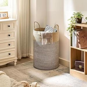 Customised Handwoven Natural Material <b>Foldable</b> Round 95L Clothes Hamper Gift <b>Basket</b> Toys Organizer Cotton Rope Laundry <b>Baskets</b> - Product Image 4