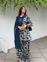 Ensemble haut et pantalon en coton imprimé pour femme, avec dupatta en faux georgette à motif gaufré, en matériau recyclé – Vente en gros
