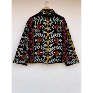 Handmade Suzani Embroidery Cotton Velvet Autumn Winter Festive Floral <b>Jacket</b> - Product Image 4