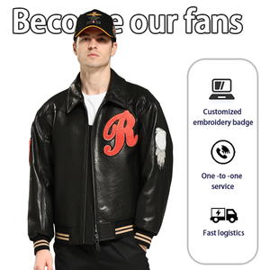 Veste matelassée imperméable en PU noir pour homme avec broderie et patch rouge, col montant, fermeture éclair, style moto, hiver - Product Image 5