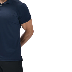 Polo pour homme en tissu gaufré bleu marine, léger, en polyester et élasthanne, respirant, anti-humidité, coupe ajustée, pour le golf, décontracté, OEM - Product Image 5