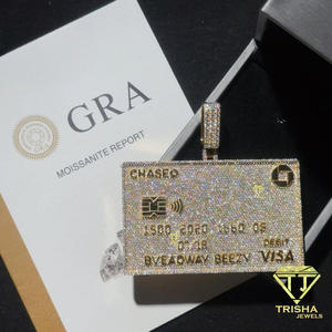 จี้เพชรโมอิสซาไนต์ทรงบัตรเครดิตสุดหรู ประดับเพชรเต็มแบบ Iced Out ดีไซน์ลายบัตรธนาคารอย่างละเอียด ทำจากเงินแท้ 925 สไตล์ฮิปฮอป - Product Image 3