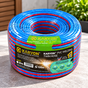 PVC Twin Welding <b>Hose</b> 6mm ID 12mm OD KARYON Reinforced Oxygen Acetylene Gas Line Flexible <b>30m</b> 100m Industrial <b>Hose</b> Roll - Product Image 1