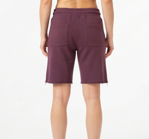 Shorts en coton tricoté taille haute pour femme avec cordon de serrage à la taille et poches, décontracté, 100 % molleton, longueur genou, pour femme - Product Image 2