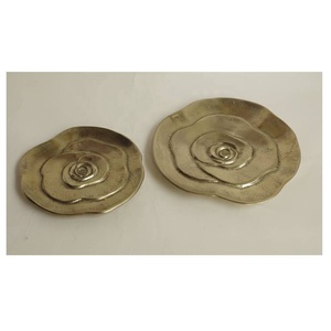 Bandeja de Servir de Aluminio de Alta Calidad, Hecha a Mano, Diseño de Hoja, con Asa de Color, Acabado Espejo, para Invitados y Decoración del Hogar - Product Image 5