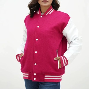 Chaqueta Varsity Personalizada para Mujer, Chaqueta de Béisbol con Mangas de Cuero y Lana Premium, Ropa Urbana, Servicio de Muestras de Fábrica OEM ODM - Product Image 1