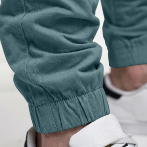 <b>Men's</b> Sea Green Cargo Jogger Pants Casual Lightweight <b>Trousers</b> With Side Pockets Elastic <b>Cuffed</b> Hem - Product Image 4