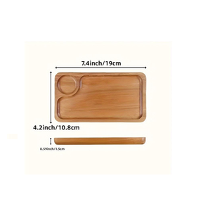 Plateau de service rectangulaire en bois artisanal avec 3 compartiments, organisateur écologique pour collations et condiments, ustensiles de cuisine rustiques - Product Image 2