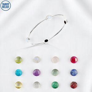 925 Sterling Silver Oval Dyed Emerald Gemstone Handmade <b>Bangle</b> – Stackable Silver <b>Bangle</b> for Women - Product Image 2