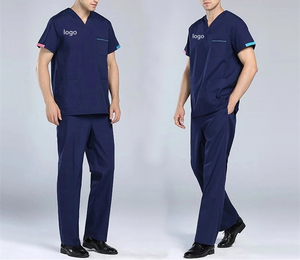 Unisex V-Neck Scrub Suits Quick Dry Cotton Spandex Hot Selling OEM <b>Nursing</b> Scrub Sets Customized Logo Medical Hospital Uniforms - Product Image 4